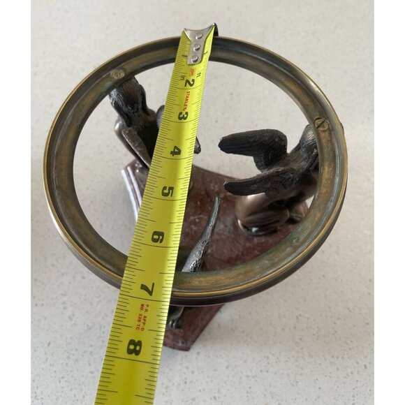 Winged Sphinx Egyptian Bronze Brass Statue Rare Marble Candle Holder Sculpture - Picture 8 of 16